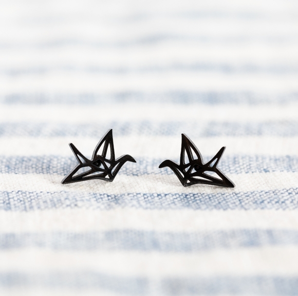 Origami Crane Studs - Picture 3 of 9